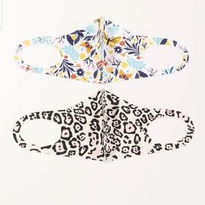 2 Pc Face Masks Leopard and Butterfly Print